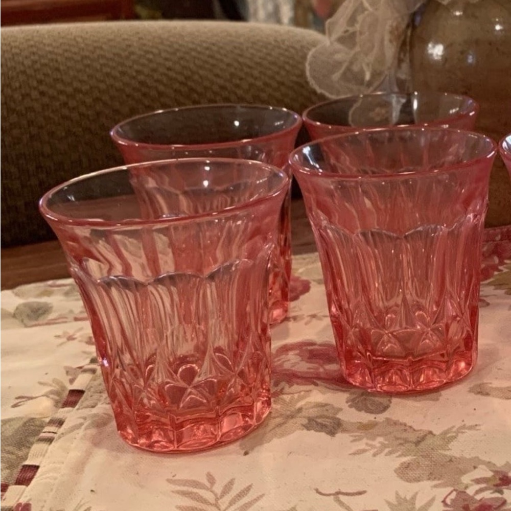 Noritake Pink Pressed Glass Tumblers - Set of 4